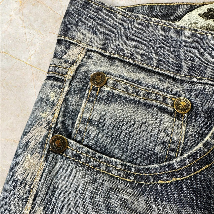 Y2K Big Train Japan Style Herren Straight Jeans Size 36 / XS