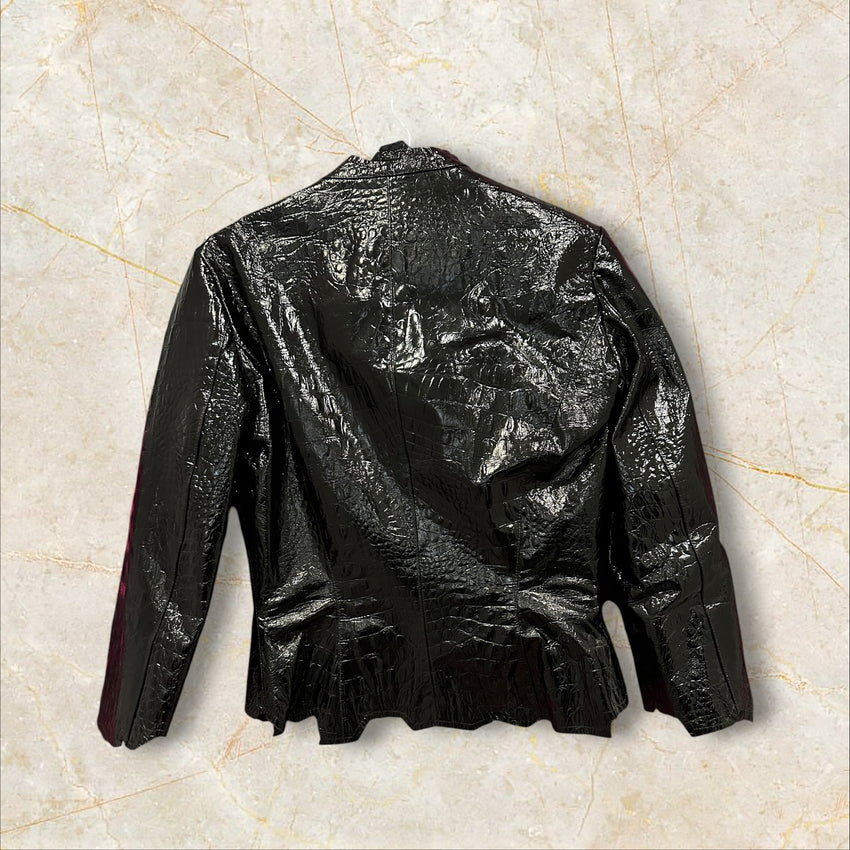 Vintage Thierry Mugler Lederjacke – 90s Croc Effect (Size M)