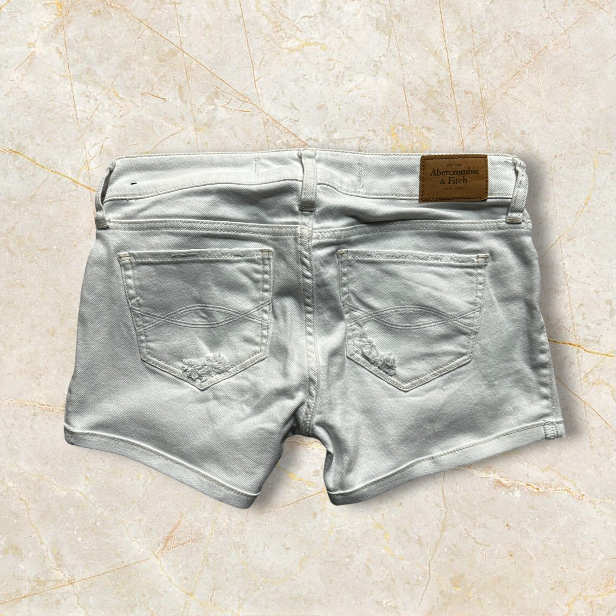 Y2K Abercrombie & Fitch Damen Denim Shorts White — Size 34 / XS