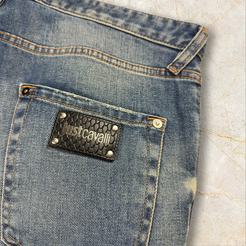 Y2K Just Cavalli Animal Print Herren Slim Jeans Size 42 / M