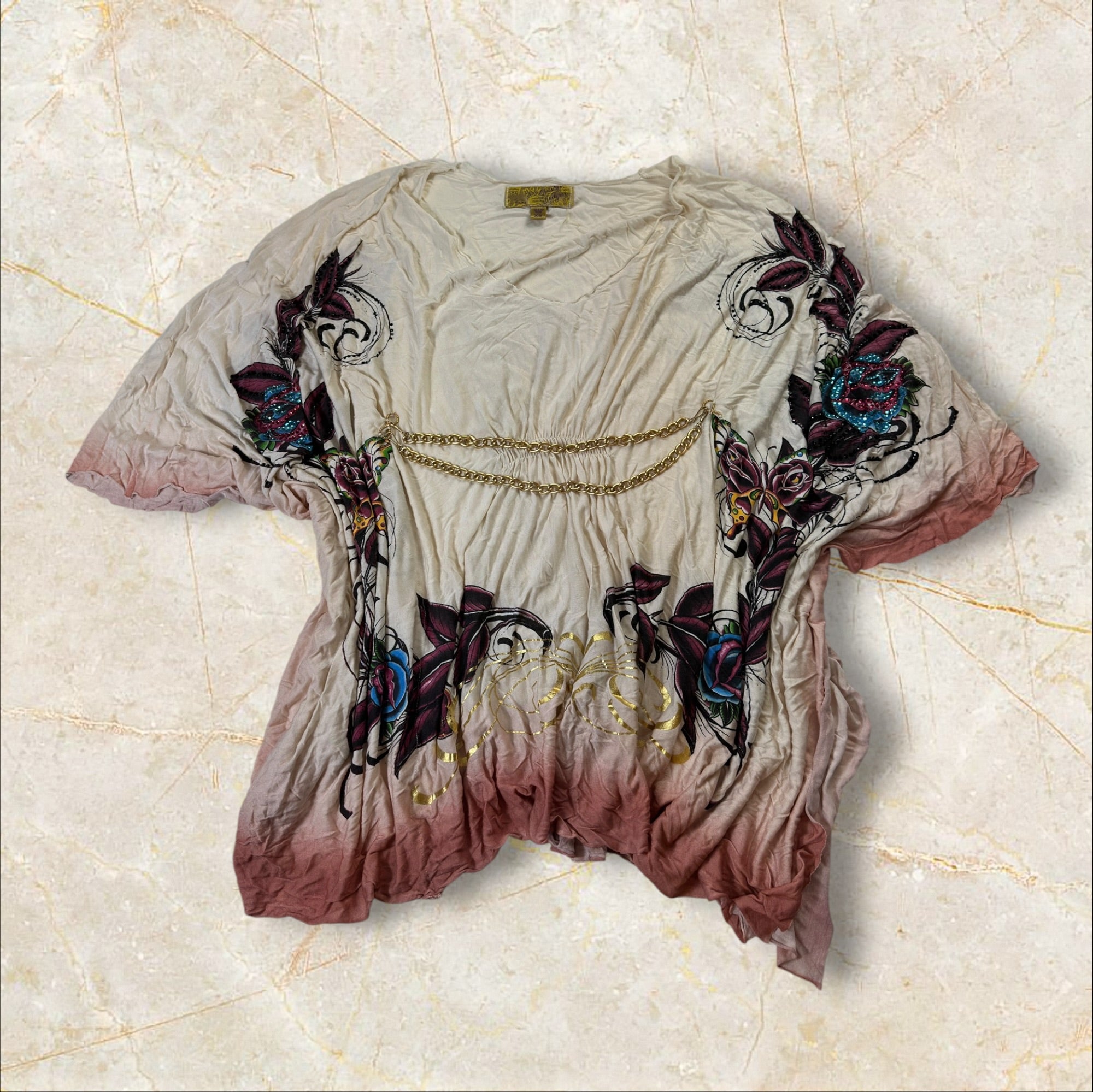 Christian Audigier Y2K Damen Poncho / Tunika — Size XS