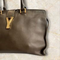 Yves Saint Laurent (YSL) Vintage Chyc Tote Large Damen Handtasche — Khaki-Braun