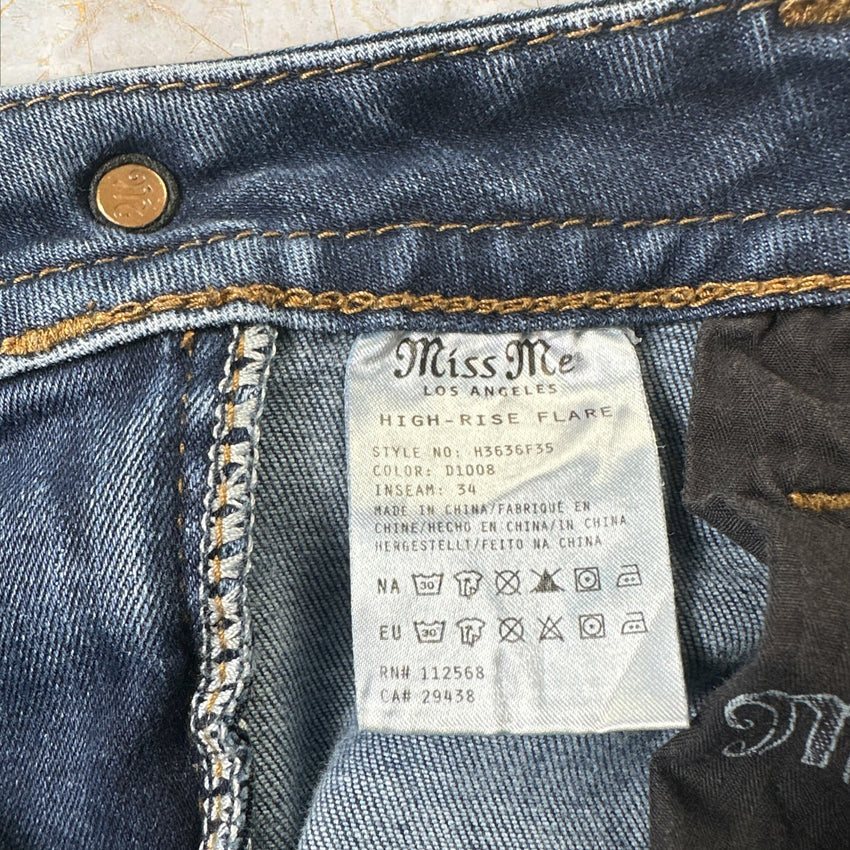 Y2K Miss Me High Rise Flared Jeans Damen Size 46 / 3XL