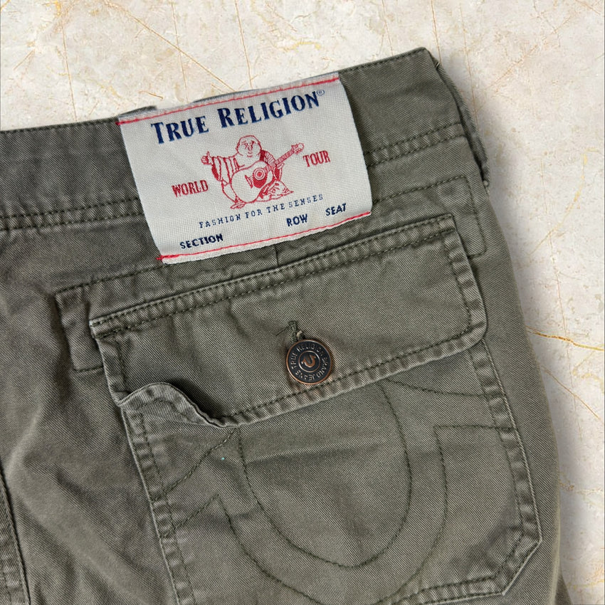True Religion Brand Jeans Herren Cargo Shorts — Military Khaki / Olive Size 31