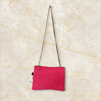Yves Saint Laurent Kate Medium Raffia Crossbody – Pink (Ungetragen)