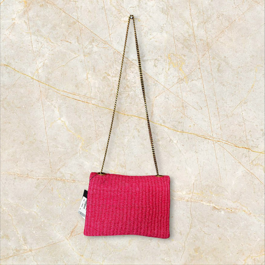 Yves Saint Laurent Kate Medium Raffia Crossbody – Pink (Ungetragen)