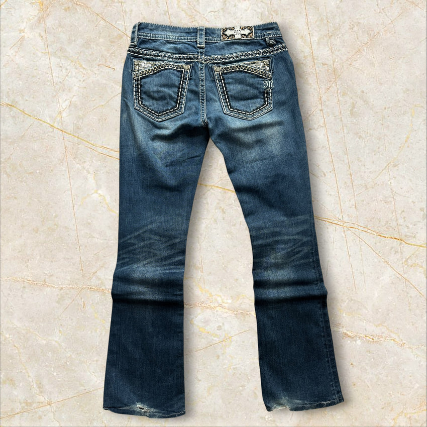 Y2K Miss Me Damen Flared Bootcut Low Waist Jeans — Size 36 / S