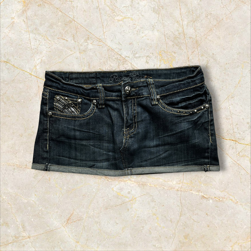 Y2K Damen Mini Denim Skirt — Size 40 / L