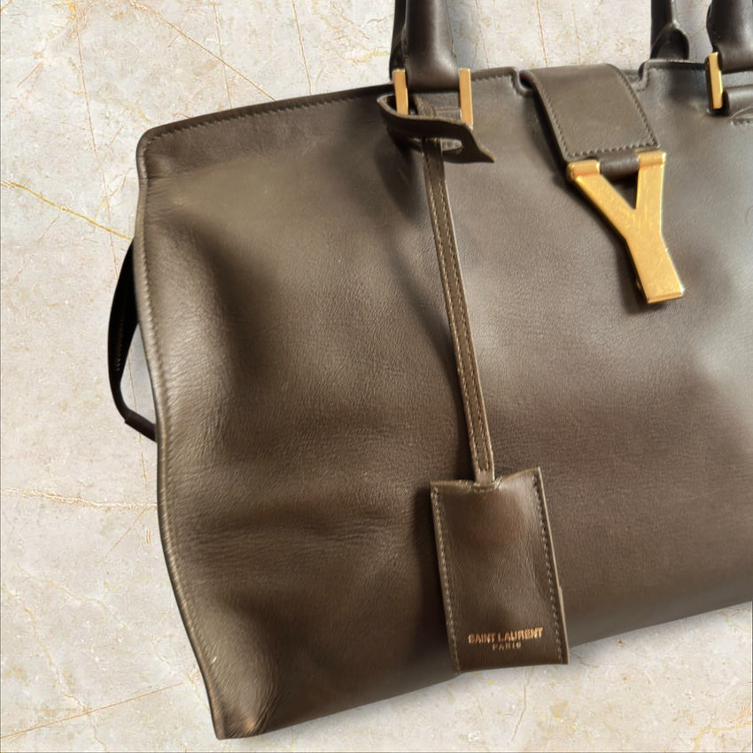 Yves Saint Laurent (YSL) Vintage Chyc Tote Large Damen Handtasche — Khaki-Braun