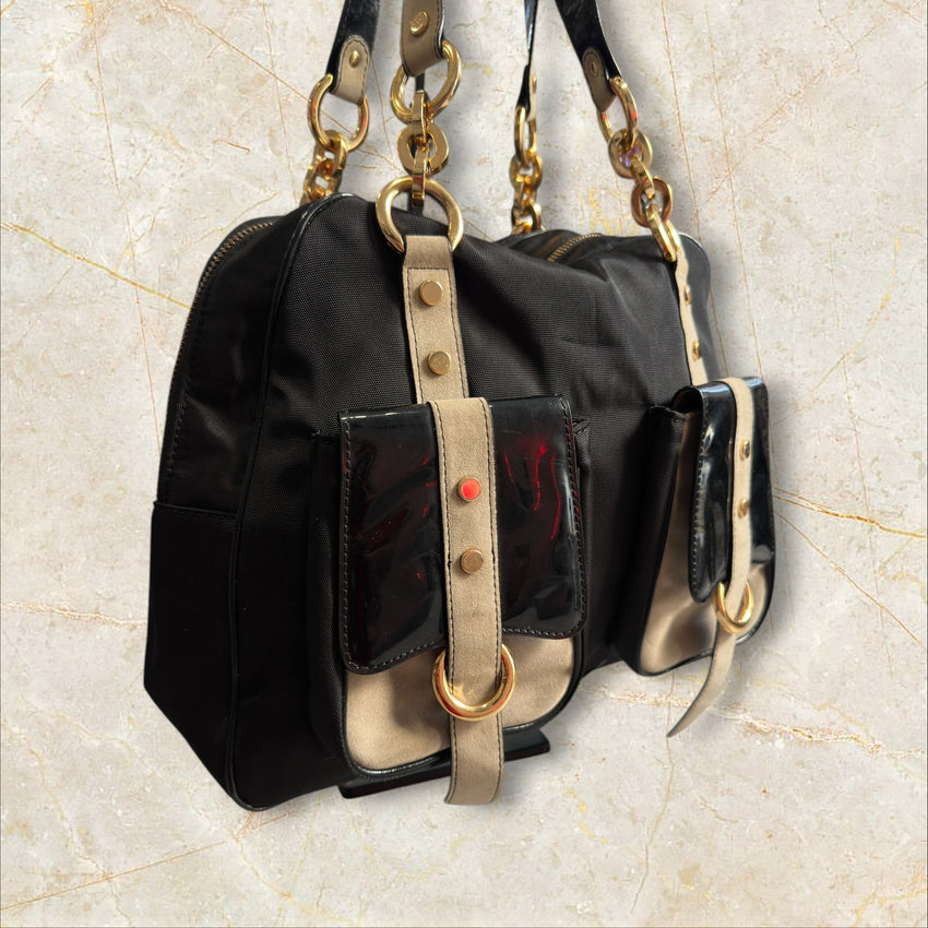 Roberto Cavalli Freedom Vintage Schultertasche — Y2K Multi-Pocket Design