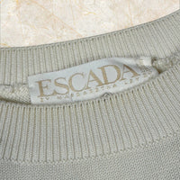 Escada by Margaretha Ley Vintage Strick-Longsleeve / Pullover — Cremeweiß mit Gold-Intarsien Size M