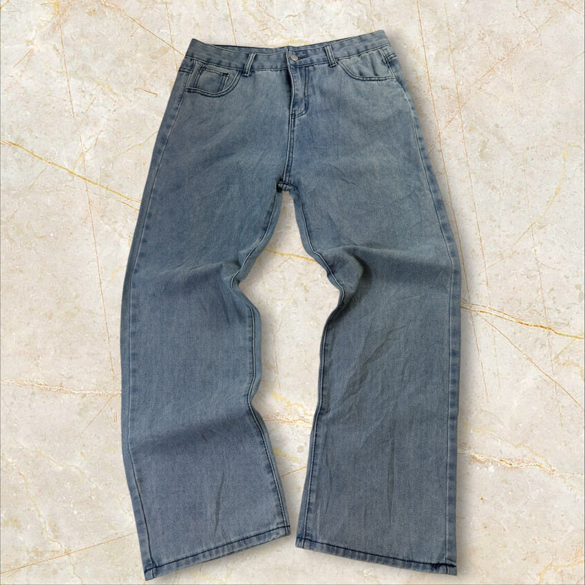 2000s China Style Baggy Jeans Butterfly Print Size 40 / L