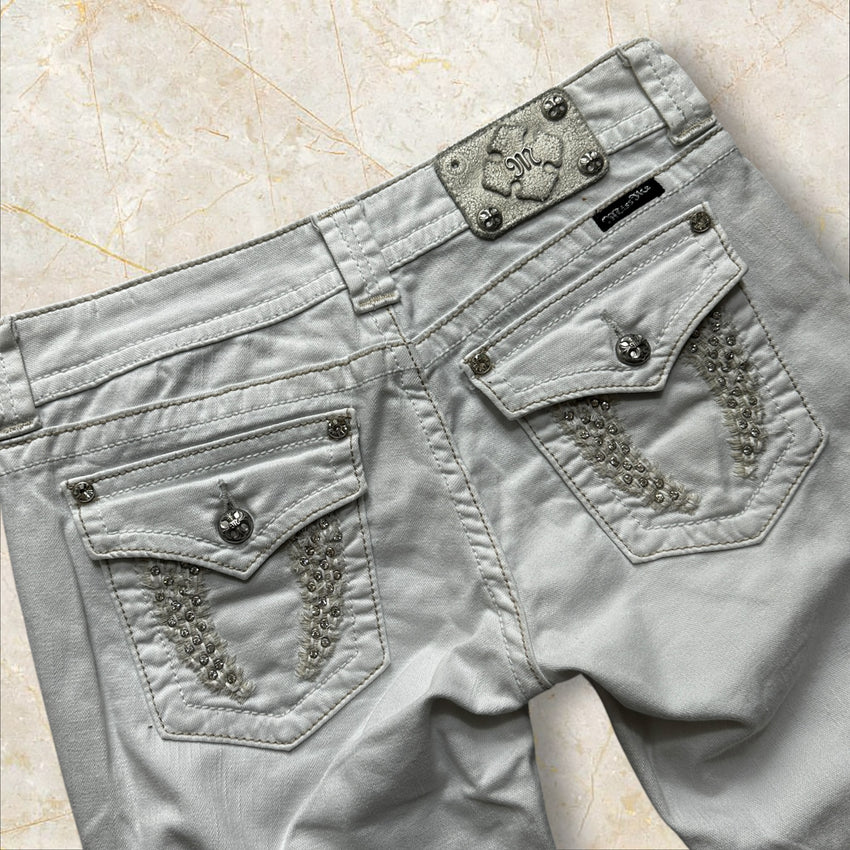 Y2K Miss Me Damen Capri Jeans White — Size 40 / L