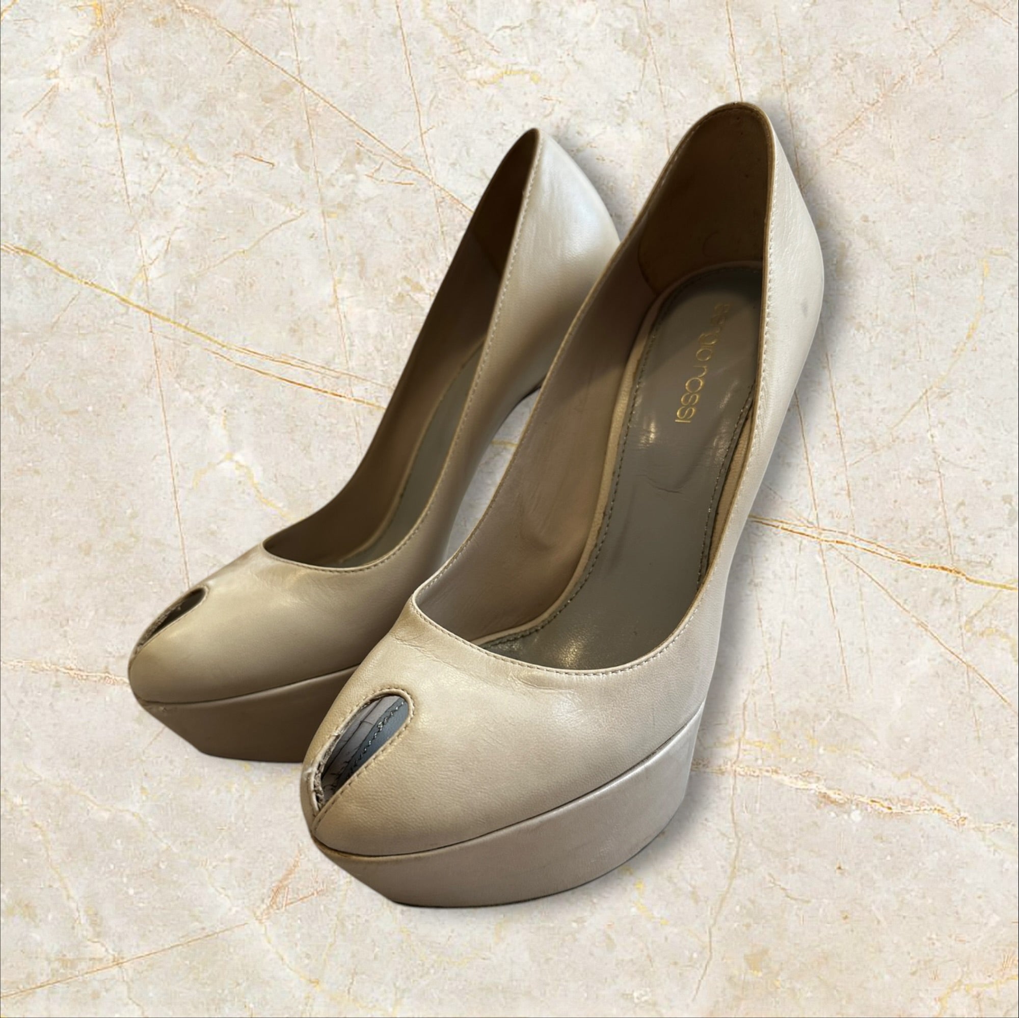 Sergio Rossi Damen Peep Toe Pumps — Size 37,5