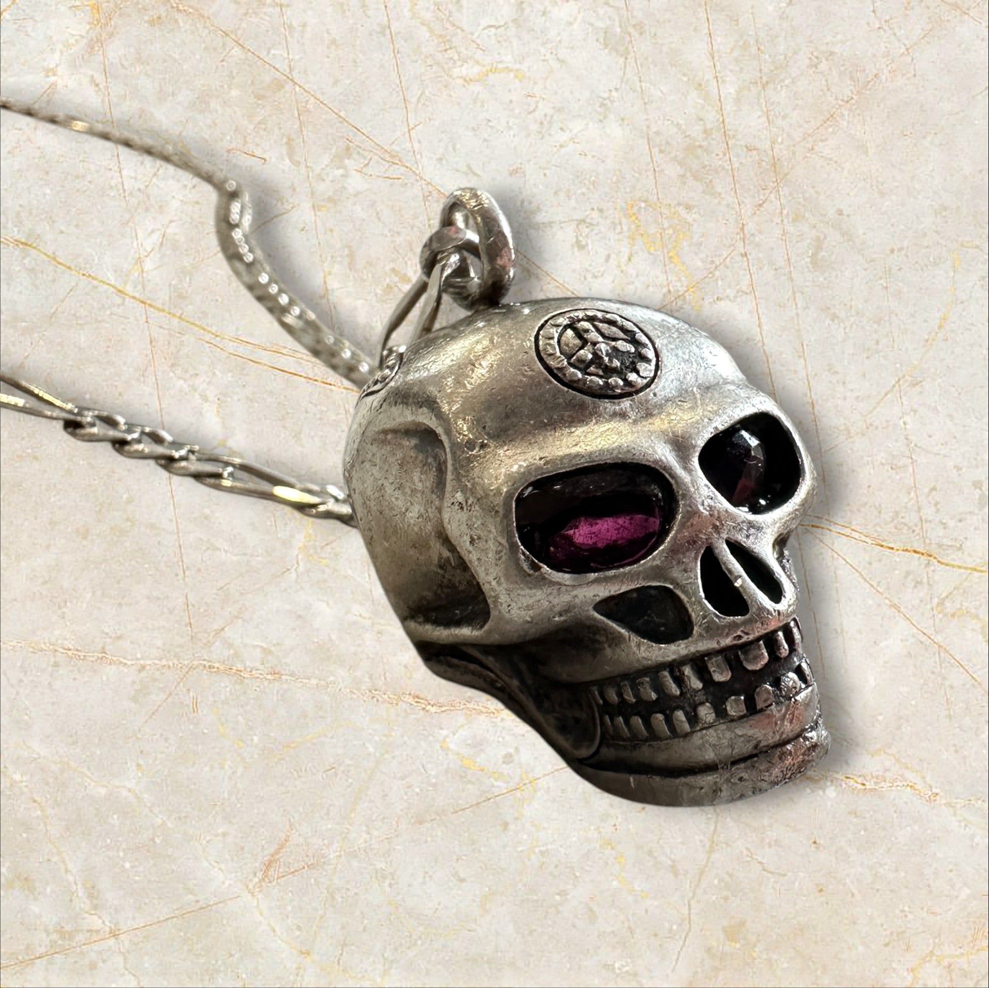 Thomas Sabo 925 Silber Skull Anhänger + 925 Silber Panzerkette