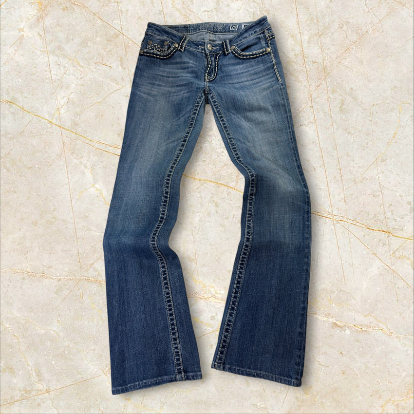 Y2K Miss Me Low Waist Flared Bootcut Jeans Damen Size 38 / M
