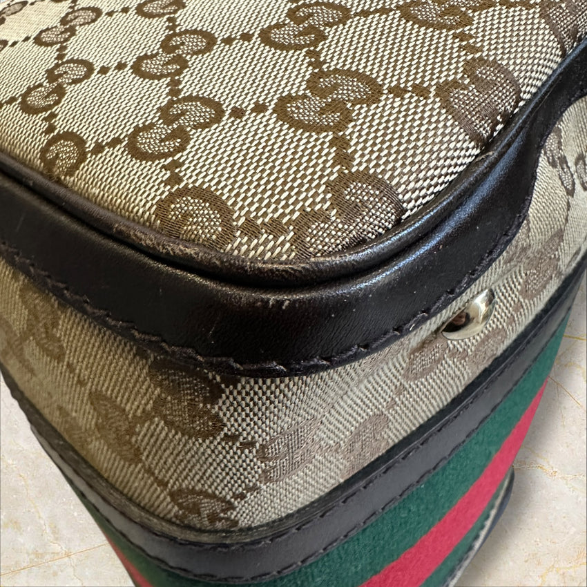 Gucci Vintage Web „Boston Bag“ Handtasche — GG Monogramm