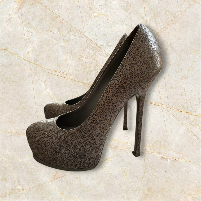 Y2K Yves Saint Laurent Damen Pumps — Caviar Leder — Size 37,5