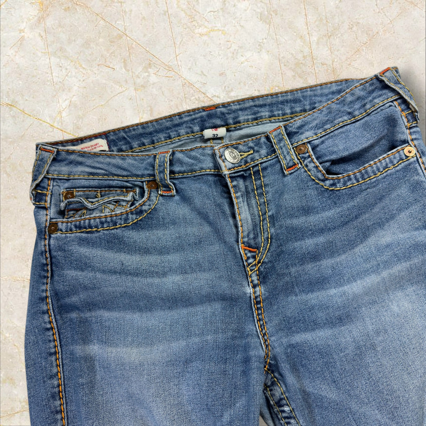 Y2K True Religion Mid Rise Straight Jeans Damen Size 42 / XL