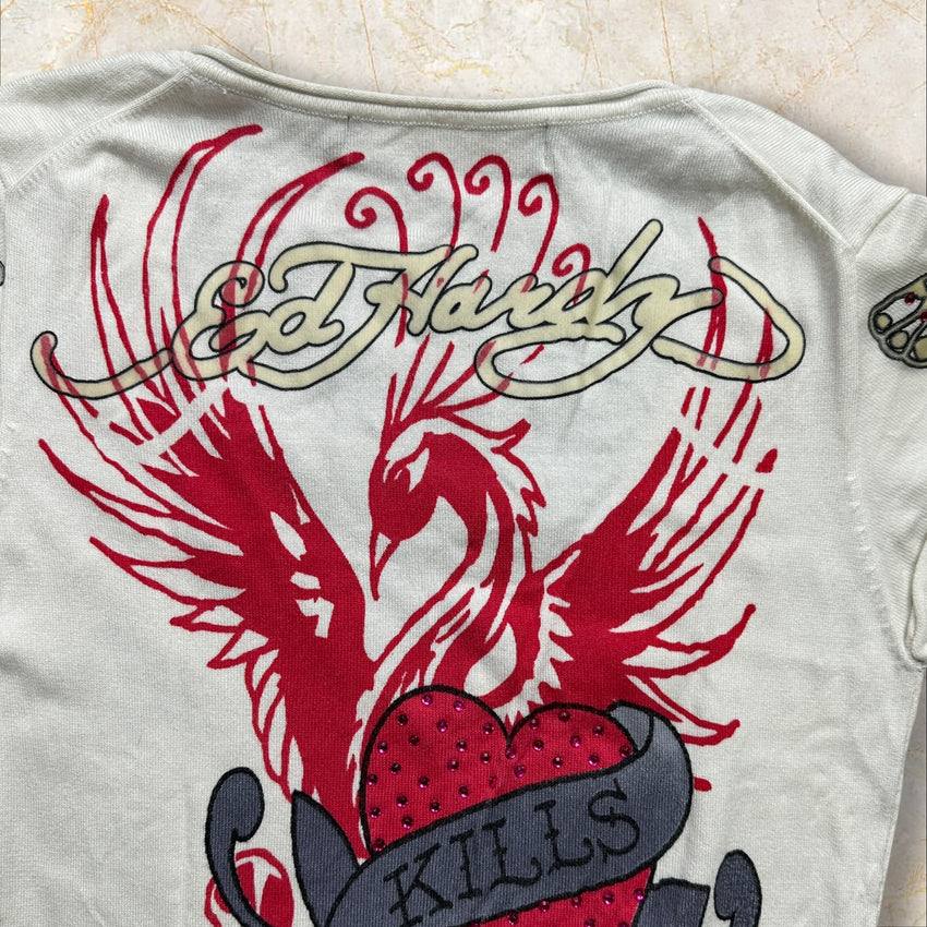 Y2K Ed Hardy V-Neck Shirt Size M