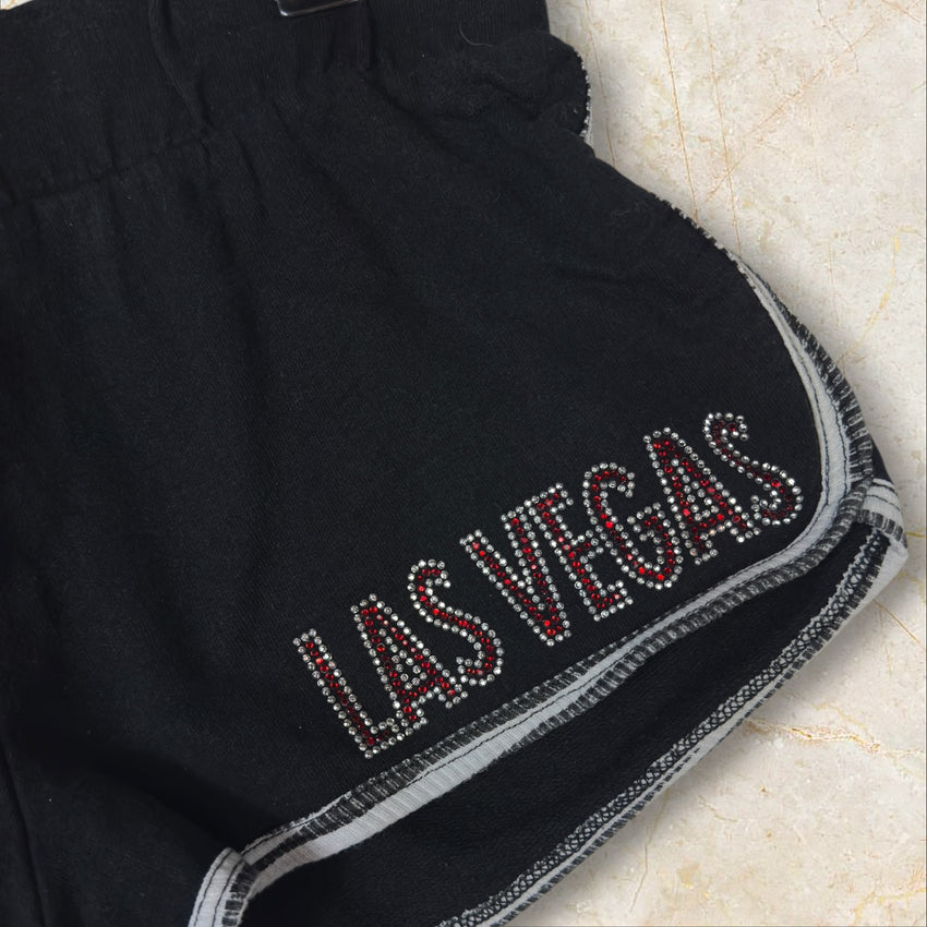 Y2K Ware-Code Damen Booty Shorts „Las Vegas“ — Strass-Design Size S