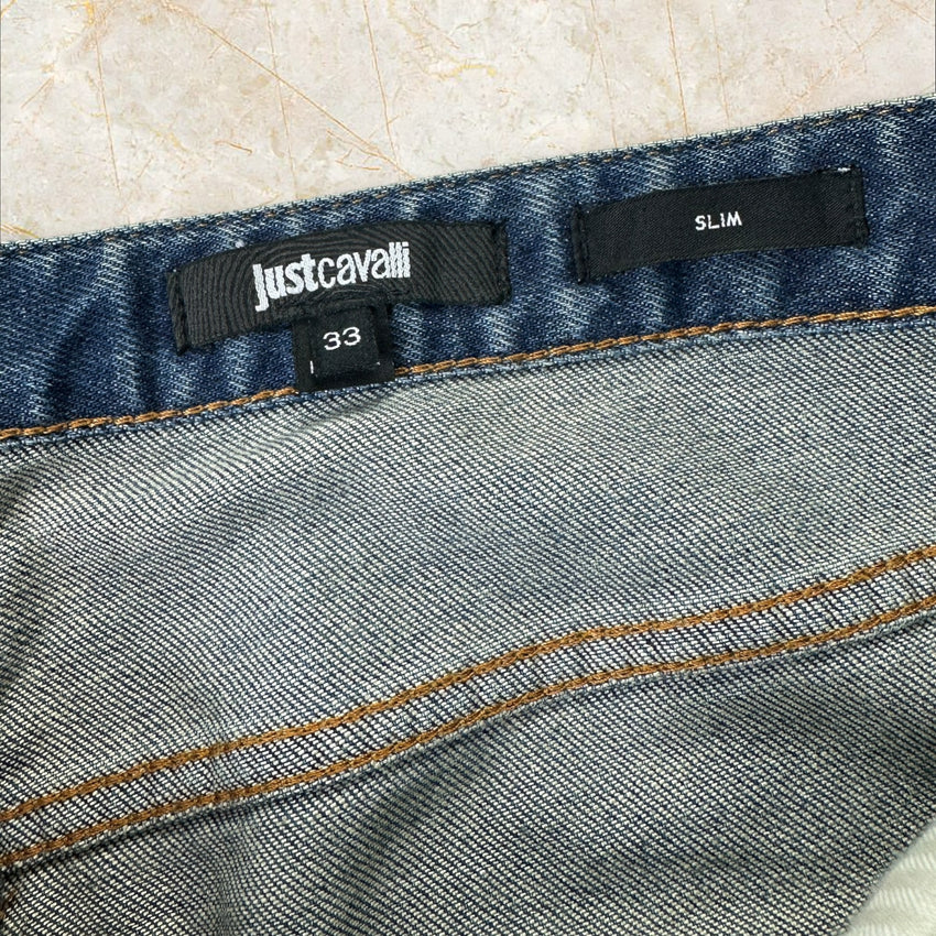 Y2K Just Cavalli Animal Print Herren Slim Jeans Size 42 / M