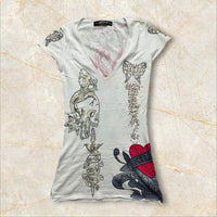 Y2K Ed Hardy V-Neck Shirt Size M