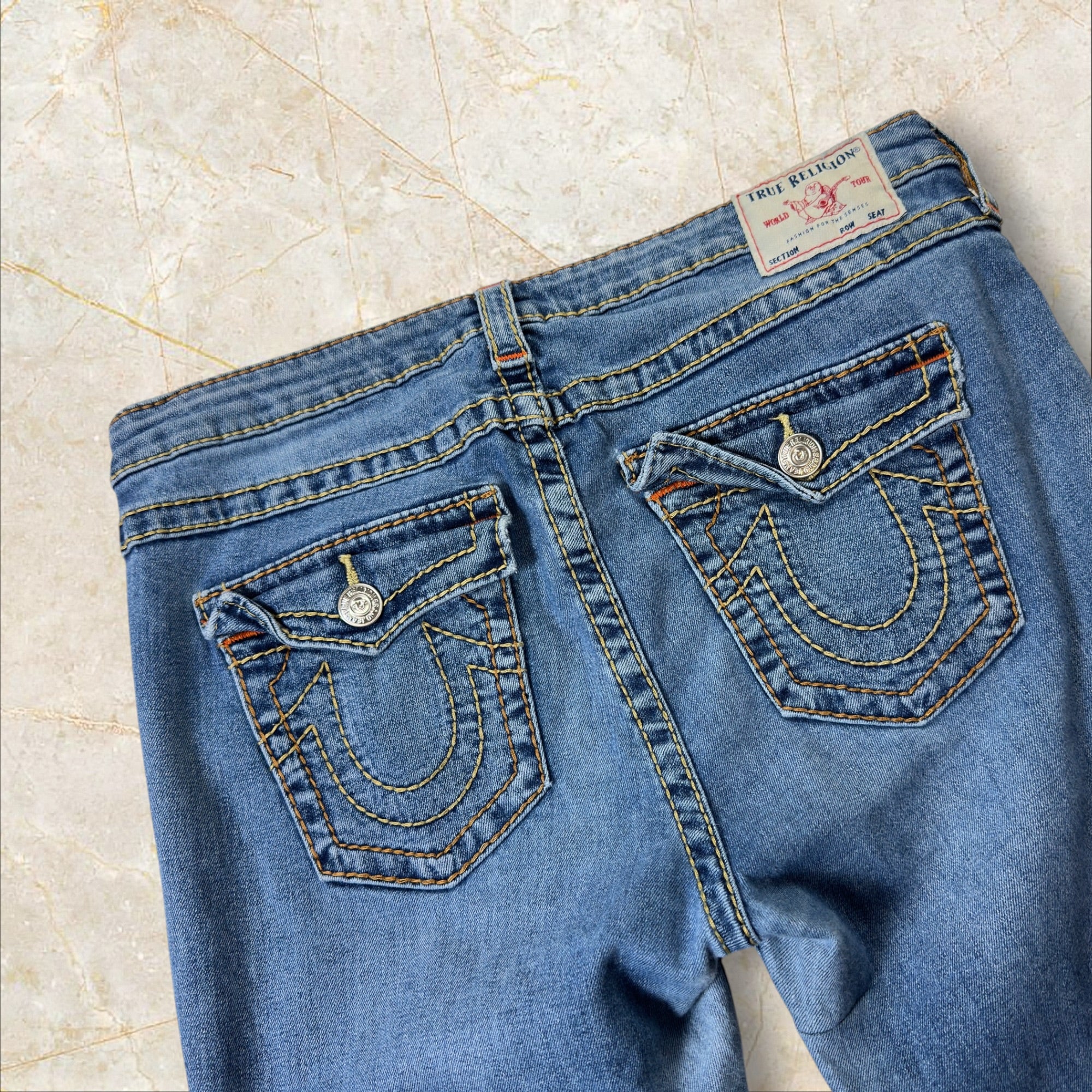 Y2K True Religion Mid Rise Straight Jeans Damen Size 42 / XL
