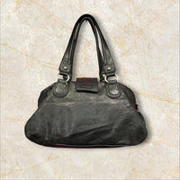 Y2K Guess Big Shoulder Bag – Schwarz Leder