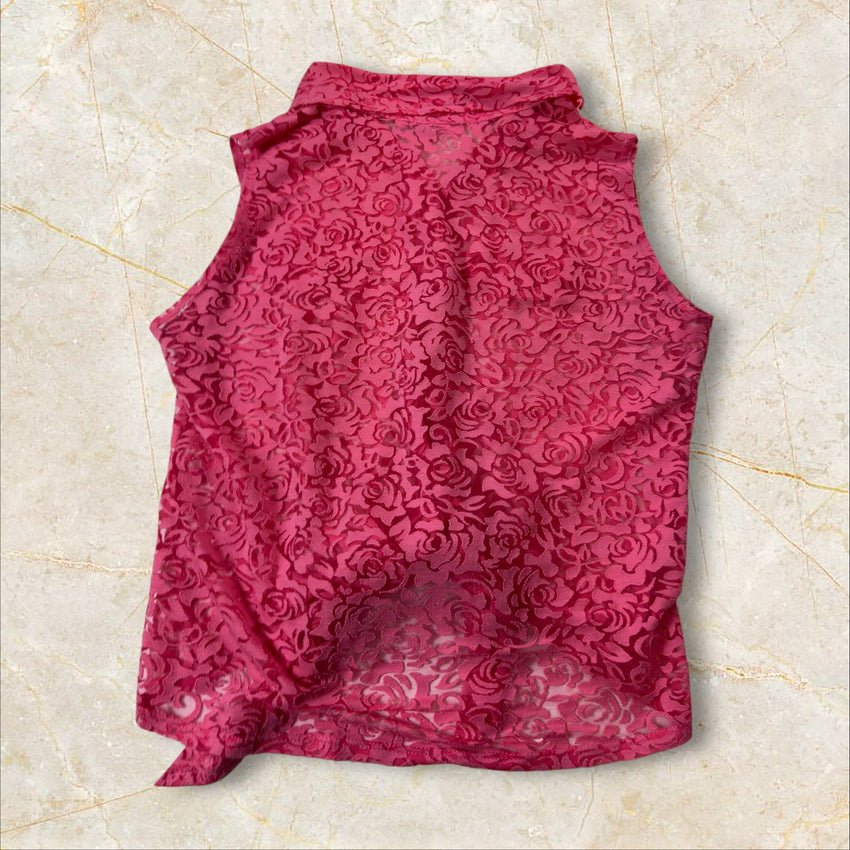 Y2K Damen Mesh Bluse Size S-M