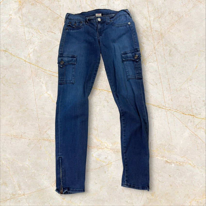 True Religion Y2K Cargo Skinny Herren Jeans Size 38 / S