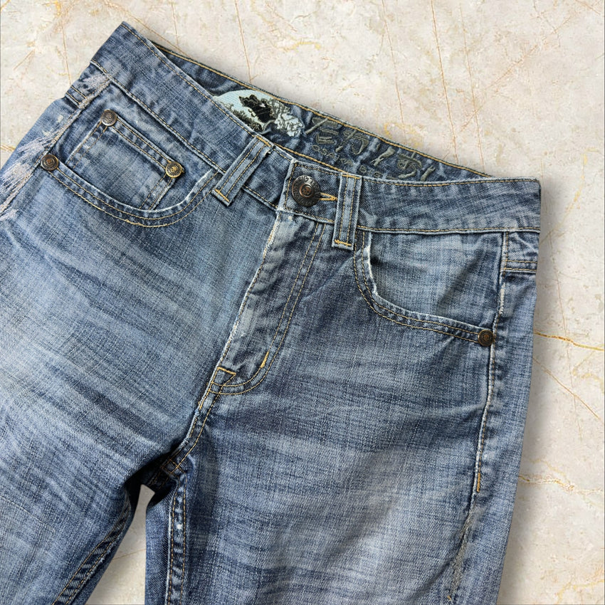Y2K Big Train Japan Style Herren Straight Jeans Size 36 / XS