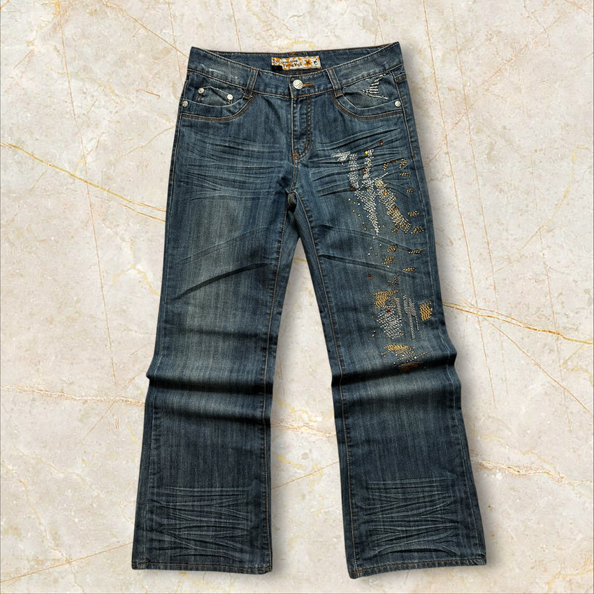 Y2K Feng You China Style Flared Damen Jeans — Size 40 / L