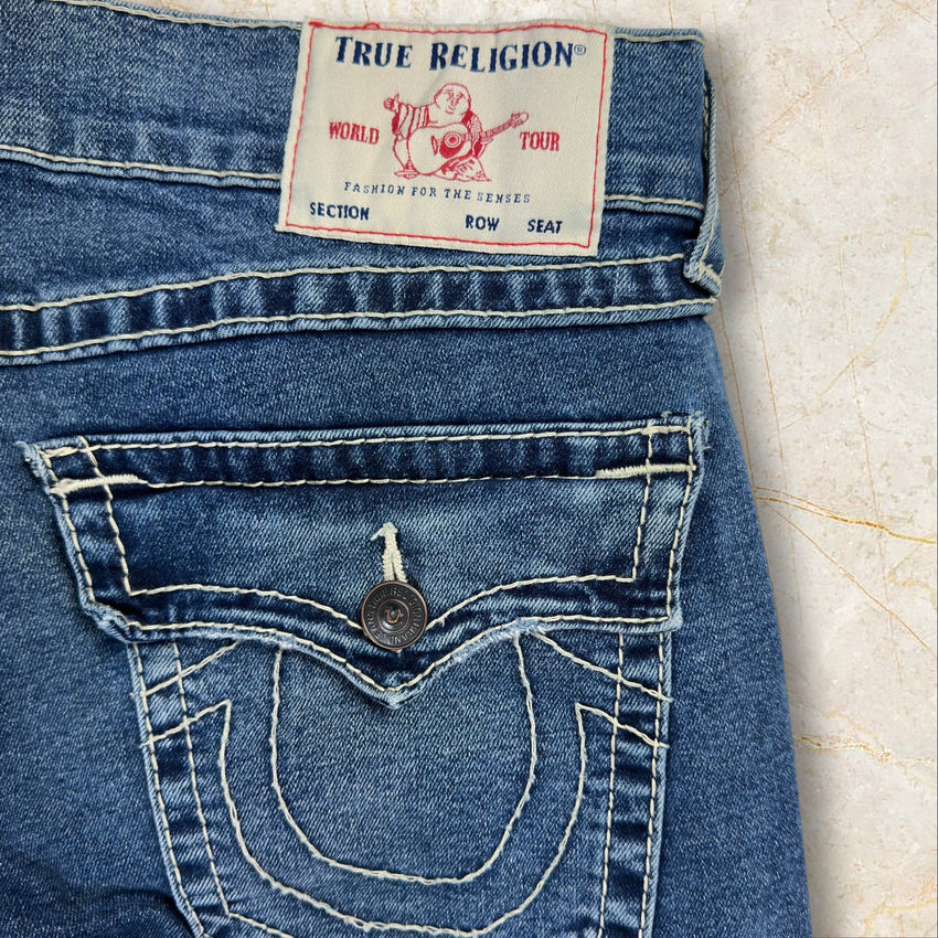 True Religion Y2K Straight Ripped Herren Jeans Size 44 / L