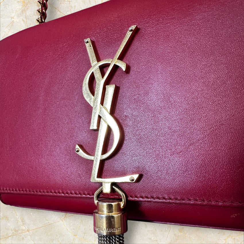 Yves Saint Laurent Kate Tassel (Pompoms) Crossbody – Red Leather