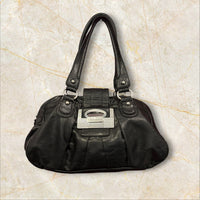 Y2K Guess Big Shoulder Bag – Schwarz Leder