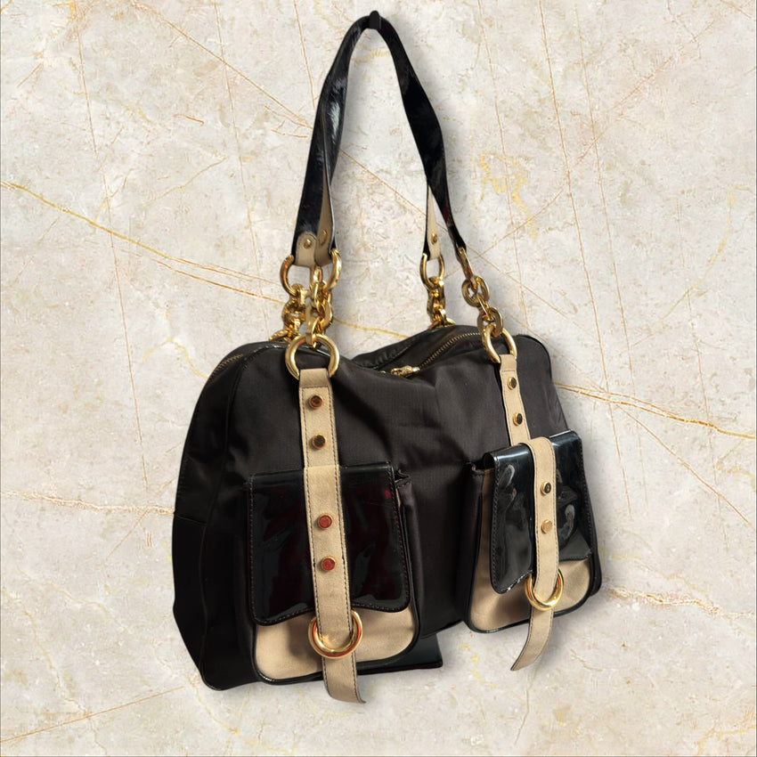Roberto Cavalli Freedom Vintage Schultertasche — Y2K Multi-Pocket Design