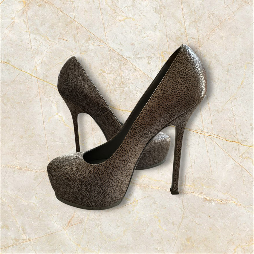 Y2K Yves Saint Laurent Damen Pumps — Caviar Leder — Size 37,5