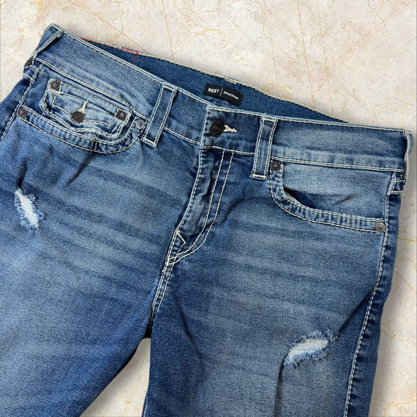 True Religion Y2K Straight Ripped Herren Jeans Size 44 / L