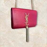 Yves Saint Laurent Kate Tassel (Pompoms) Crossbody – Red Leather
