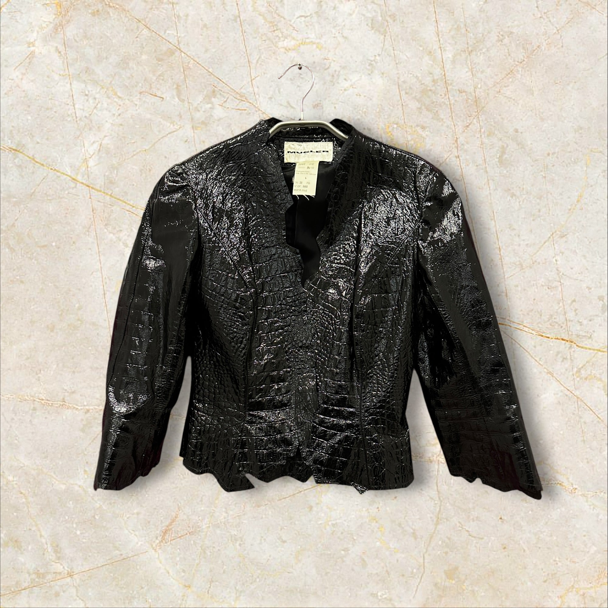 Vintage Thierry Mugler Lederjacke – 90s Croc Effect (Size M)