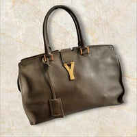 Yves Saint Laurent (YSL) Vintage Chyc Tote Large Damen Handtasche — Khaki-Braun
