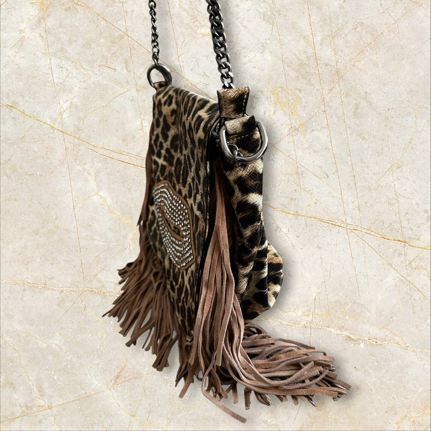 Y2K Style Leo Fringe Schultertasche