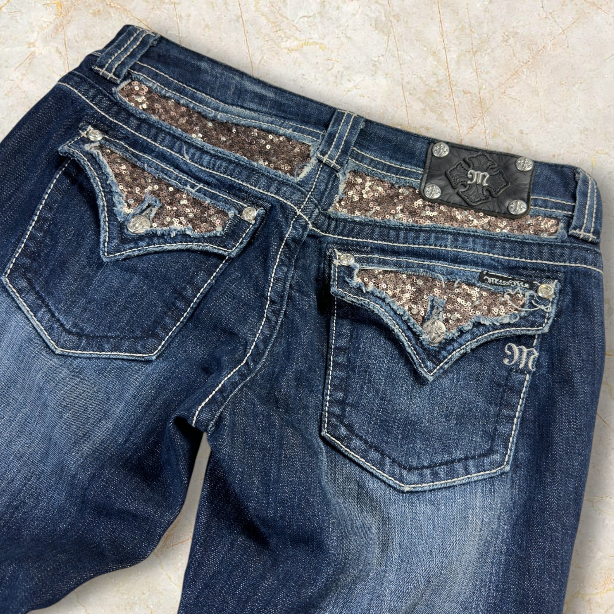 Y2K 2000s Miss Me Skinny Damen Jeans Streetwear Size 42 / XL