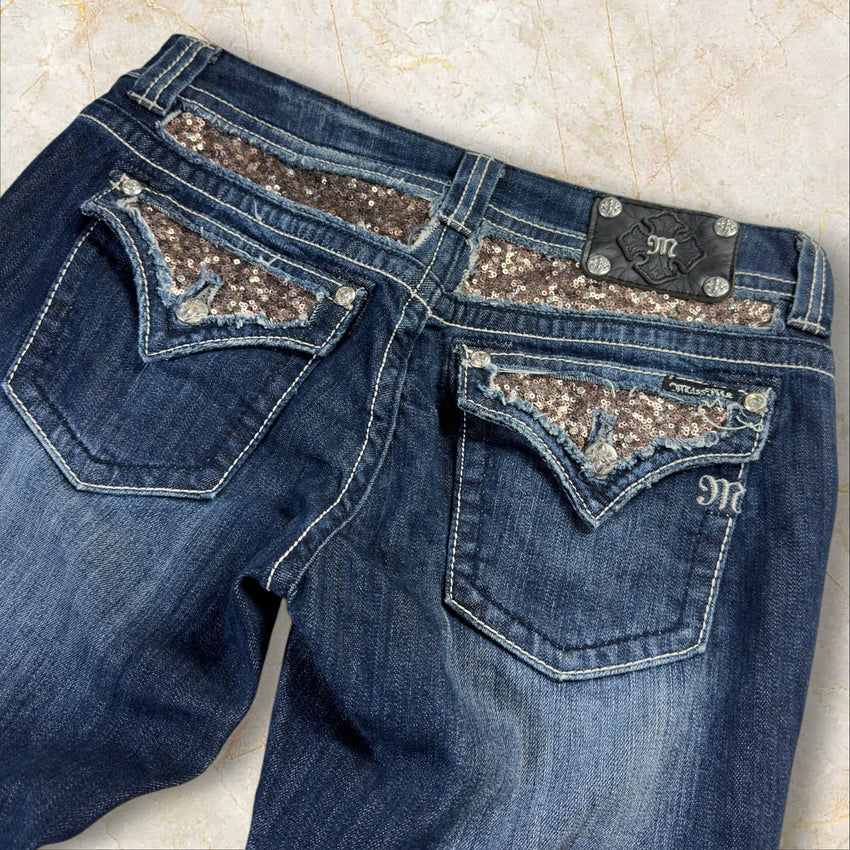 Y2K 2000s Miss Me Skinny Damen Jeans Streetwear Size 42 / XL