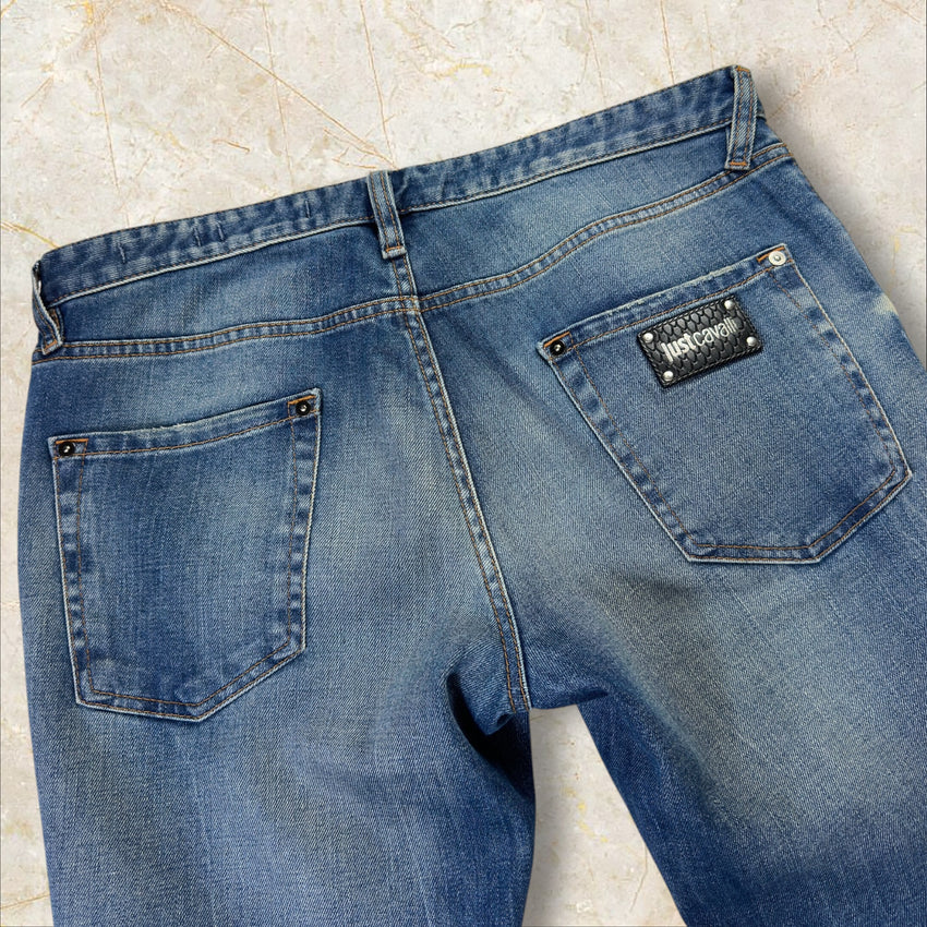 Y2K Just Cavalli Animal Print Herren Slim Jeans Size 42 / M