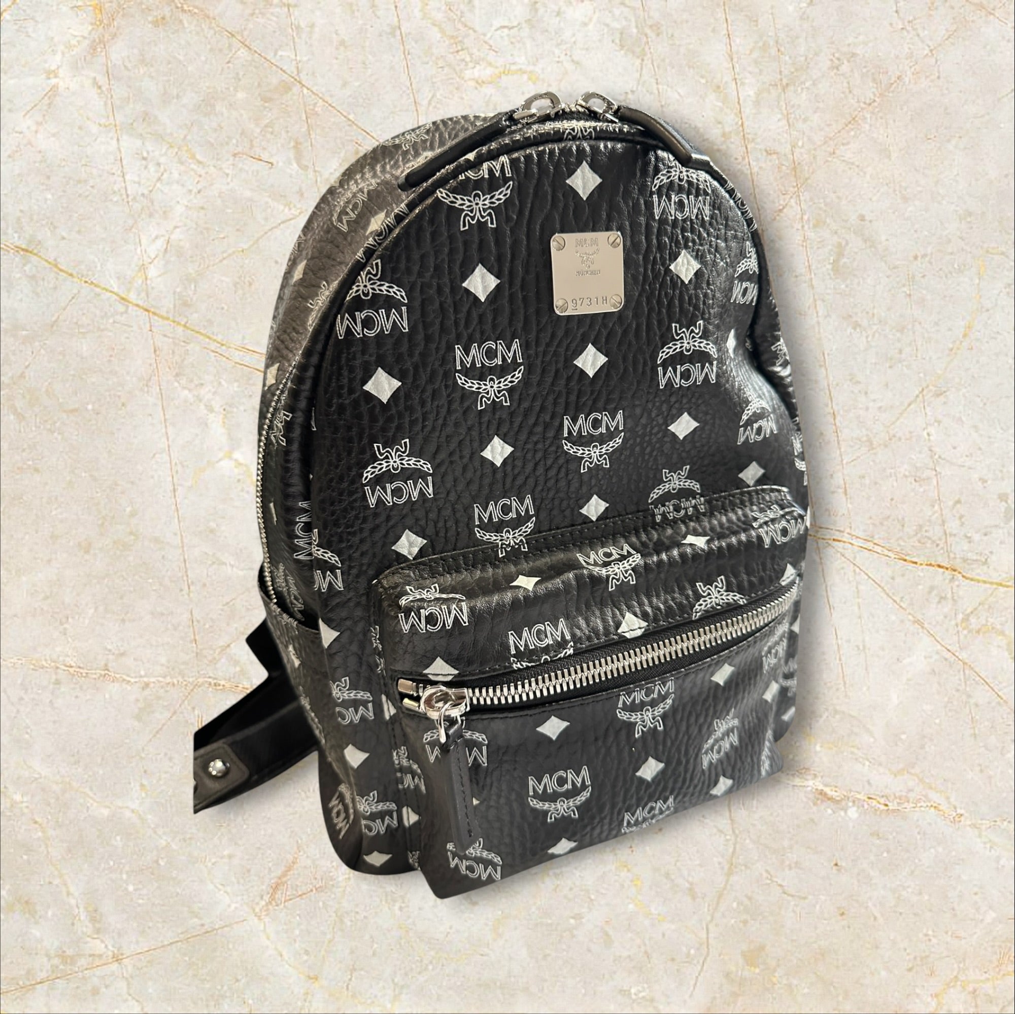 MCM Black Monogramm Unisex Rucksack