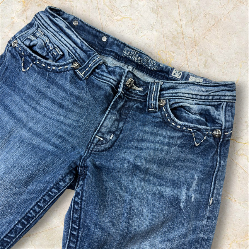 Y2K Miss Me Skinny Low Waist Jeans Damen Size 38 / M