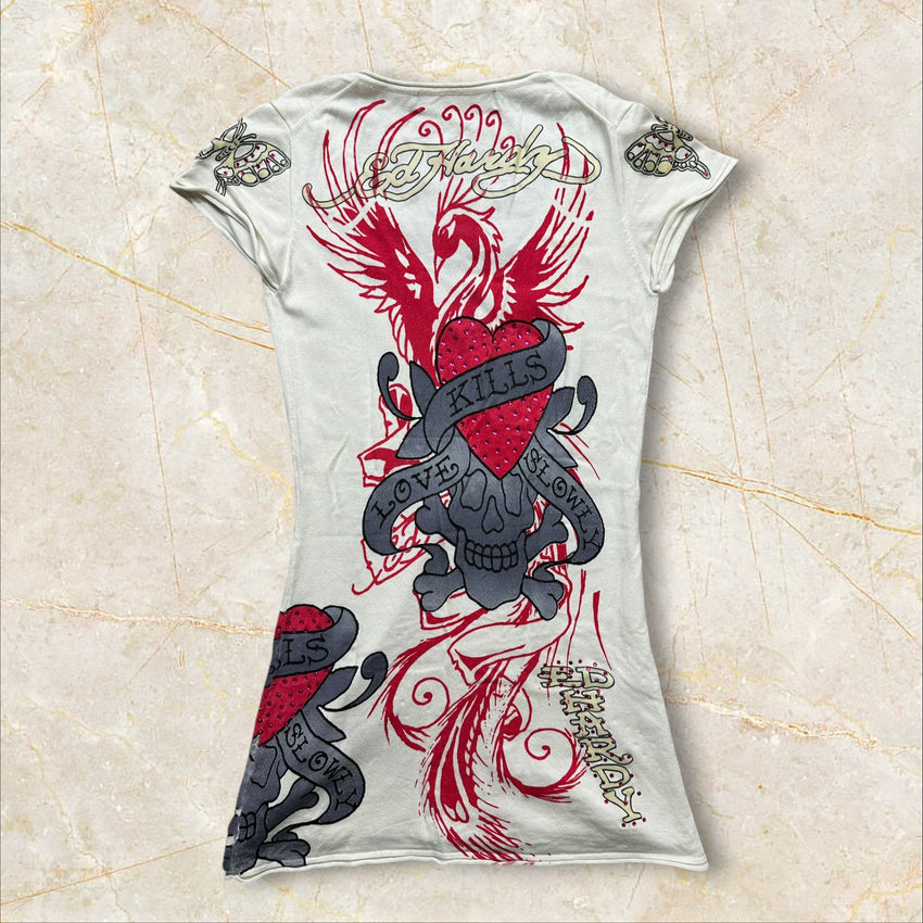Y2K Ed Hardy V-Neck Shirt Size M