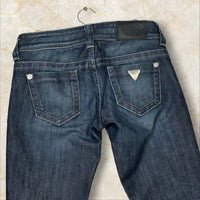 Guess Premium Vintage Damen Flared Jeans — Dark Raw Denim Low Waist Size 34 / XS